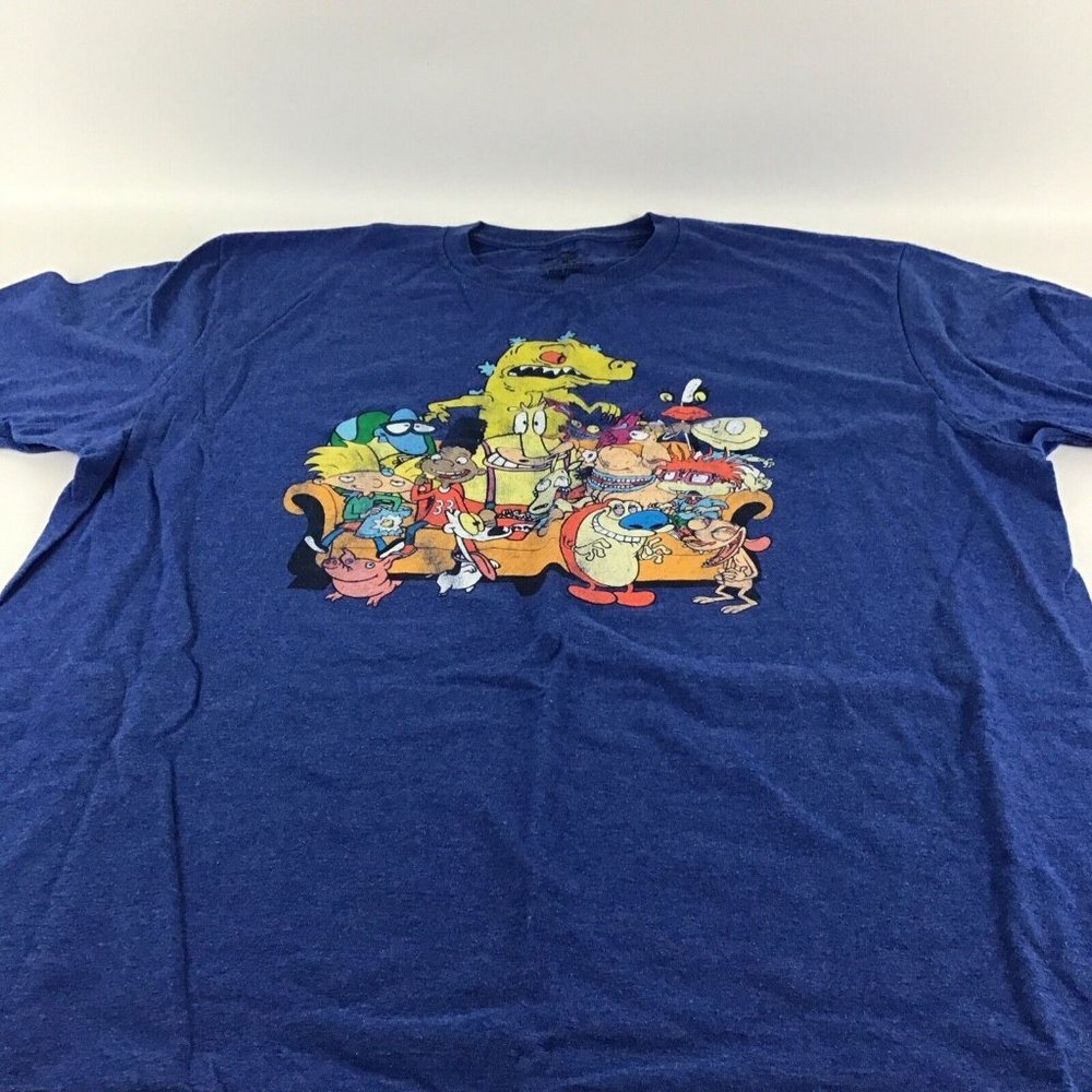 Nickelodeon Faves Retro Graphic T-Shirt Blue Men Size XL Shirt Rugrats Arnold - Picture 3 of 6